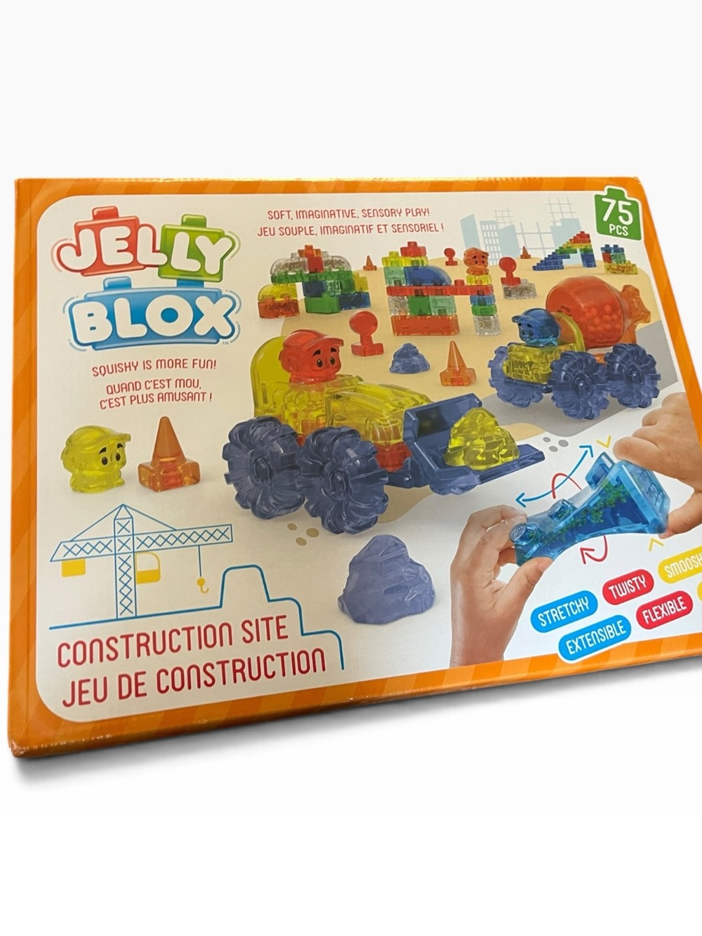 Jelly Blox Construction Site Set 75 Building Blocks Kids Can Squeeze Stretch